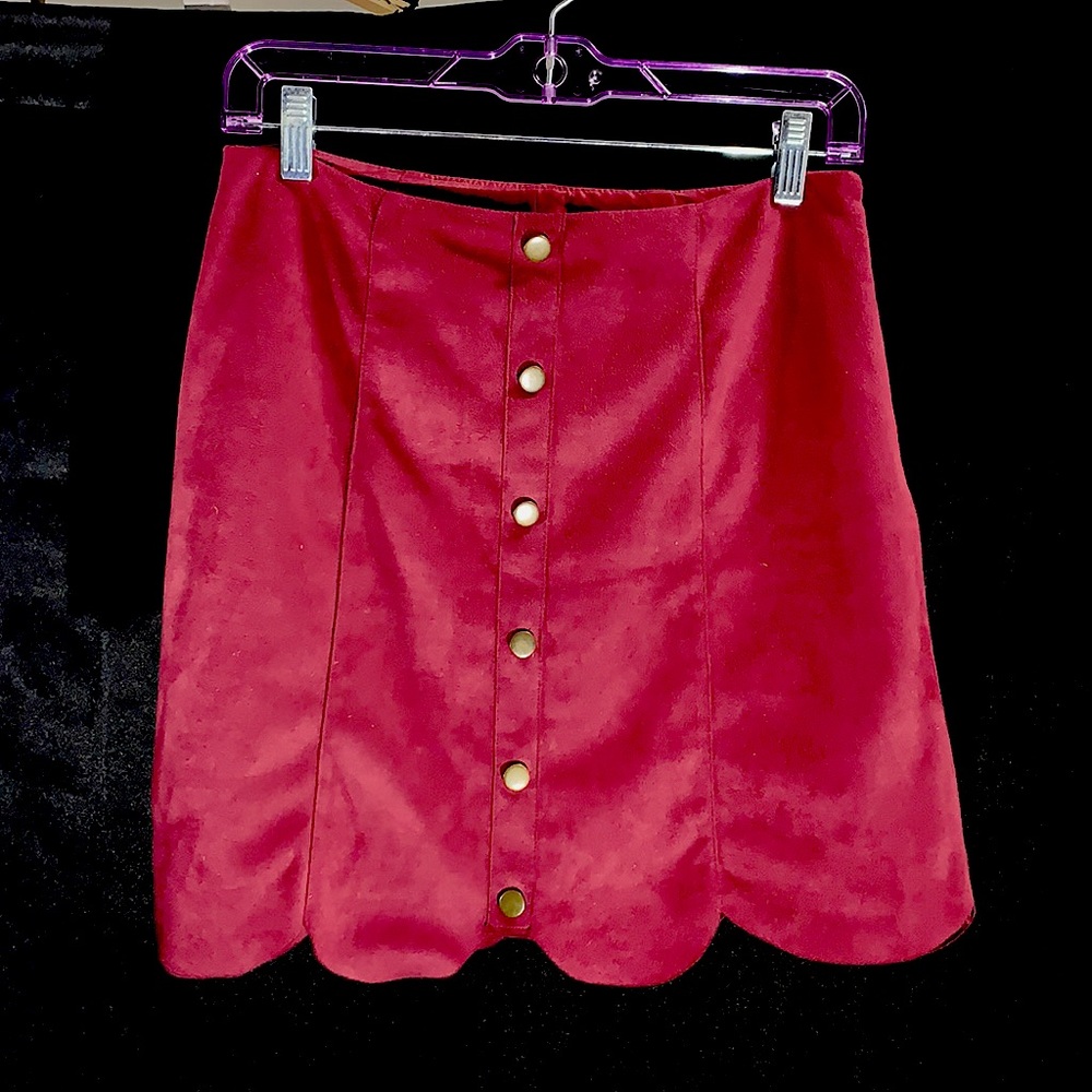 Scalloped Maroon LC Lauren Conrad A-Line Skirt